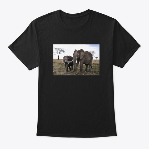 African Elephants Black T-Shirt Front