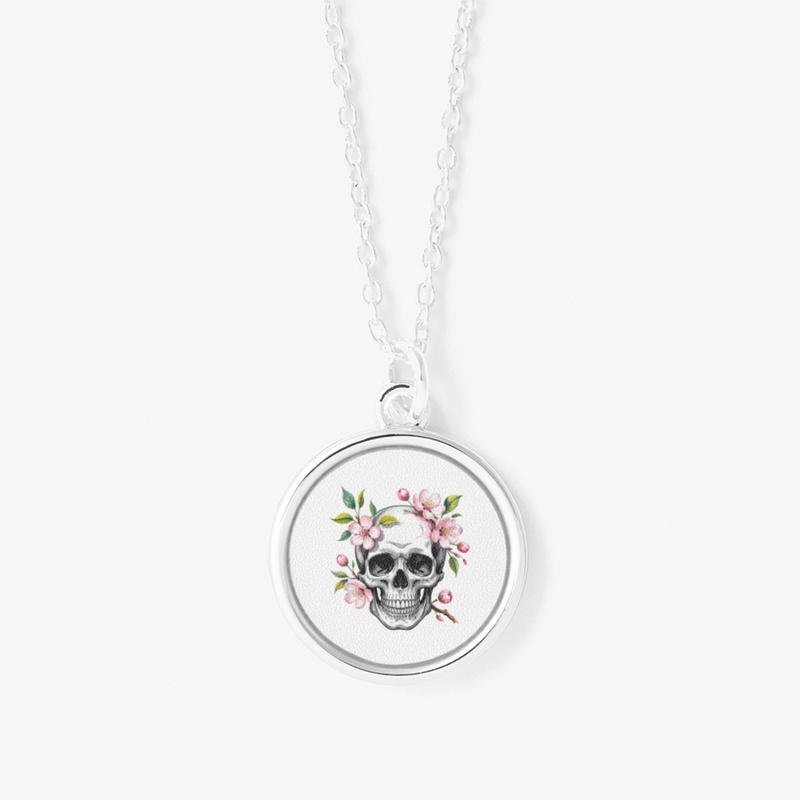 Skull with blooming cherry blossoms