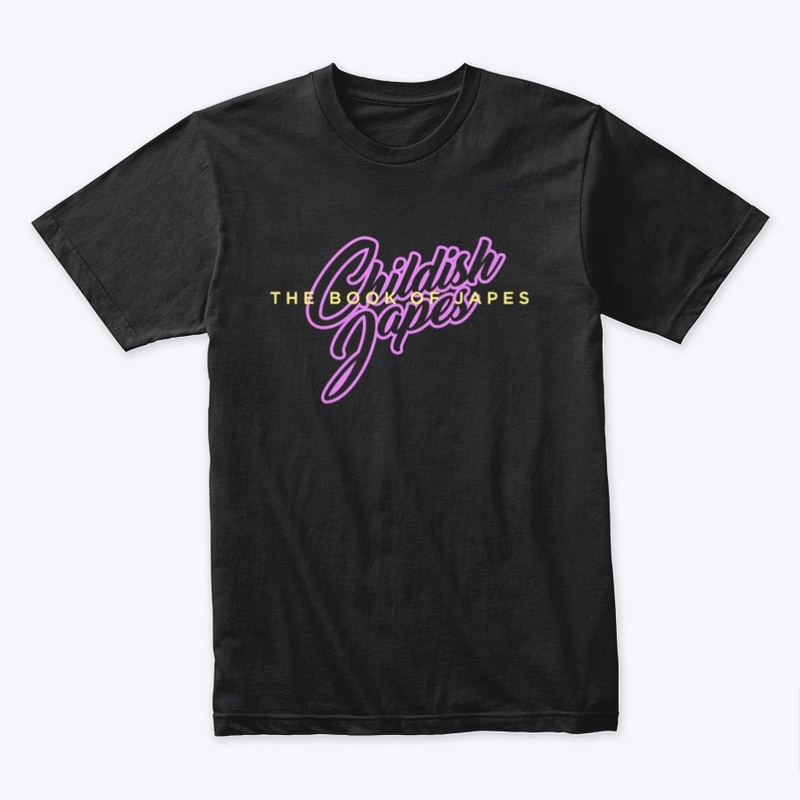 The Book of Japes Tee (Pink on Black)