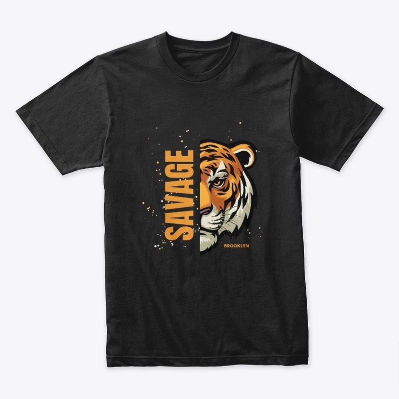 Black And orange T-Shirt Savage Tiger