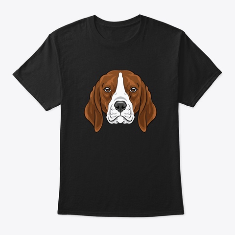 Illustration Of A Super Cute Beagle Head Black T-Shirt Front