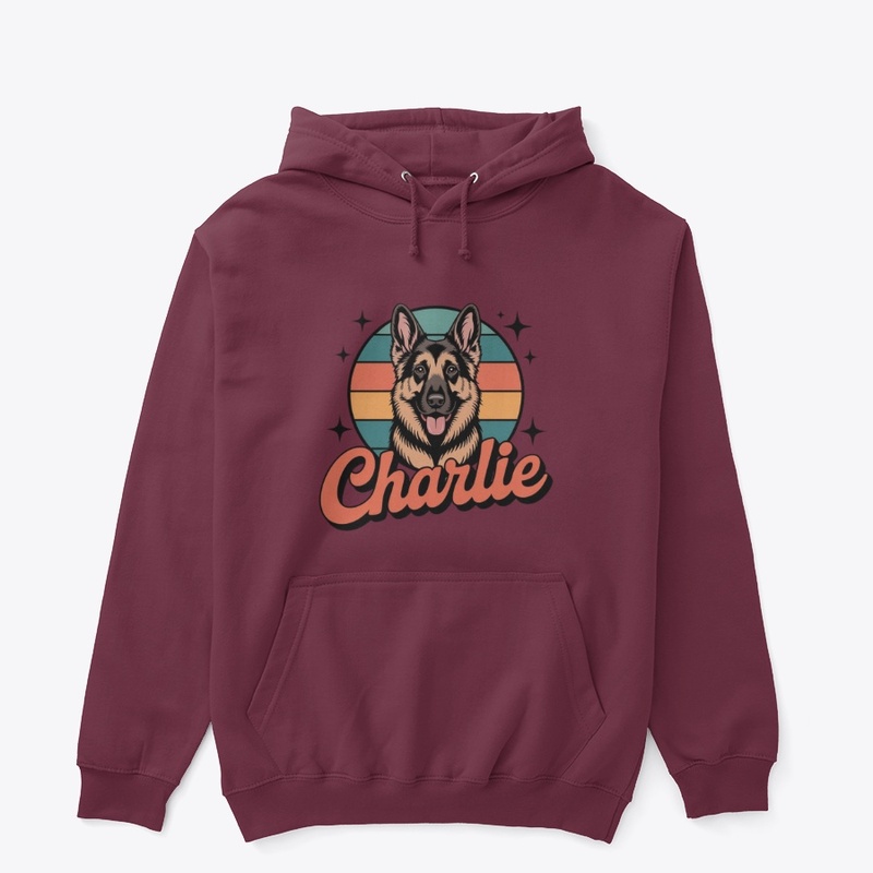 Charlie German Shepherd Retro Sunset Tee
