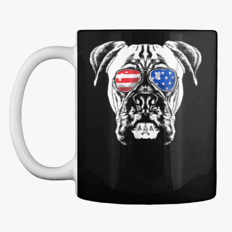 Boxer Dog American Flag Glasses