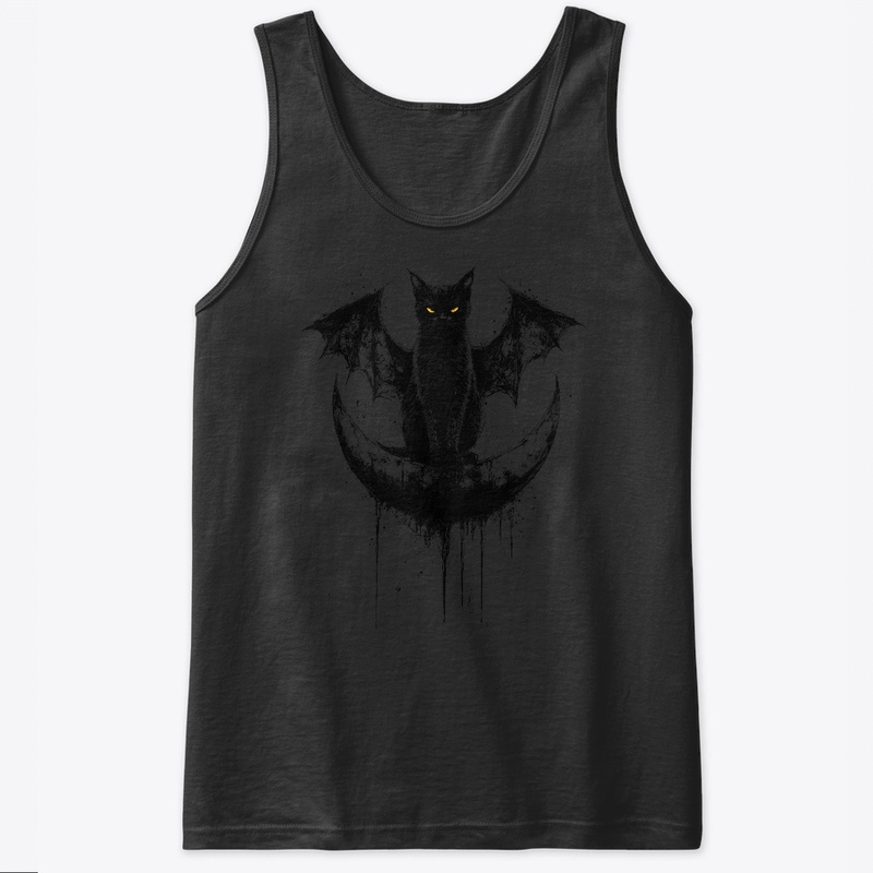  Gothic Black Cat Bat Wings Crescent