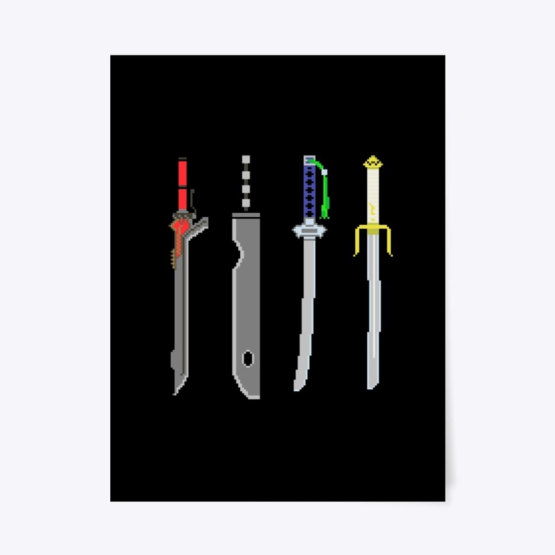 4 Swords Wall Art