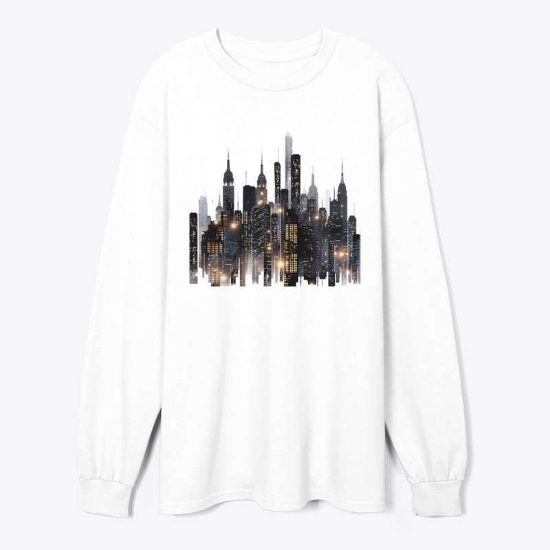  City skyline illuminated at night.
