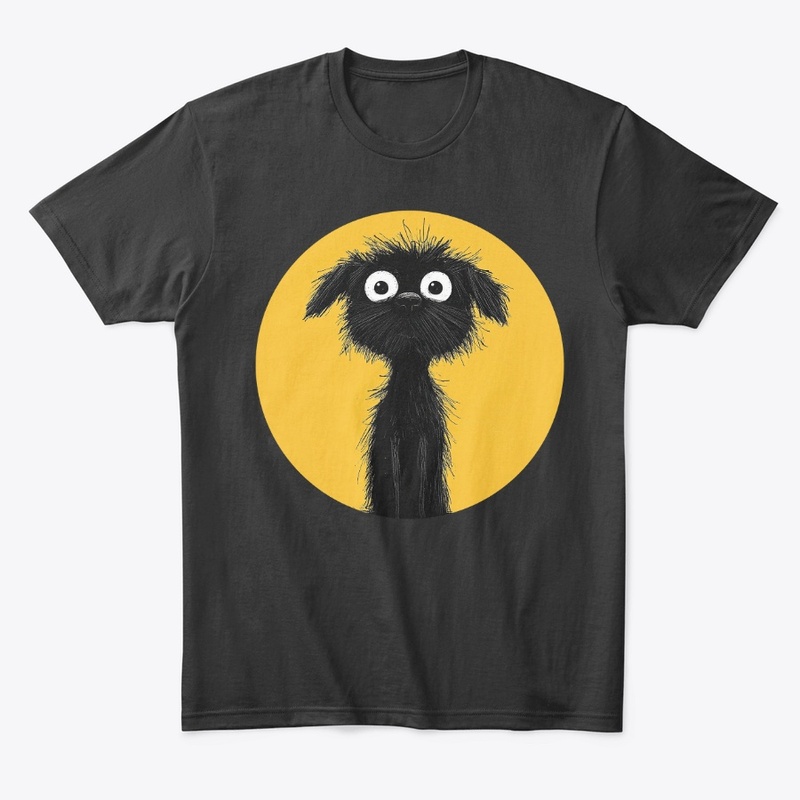 Scruffy Black Dog & Yellow Sun