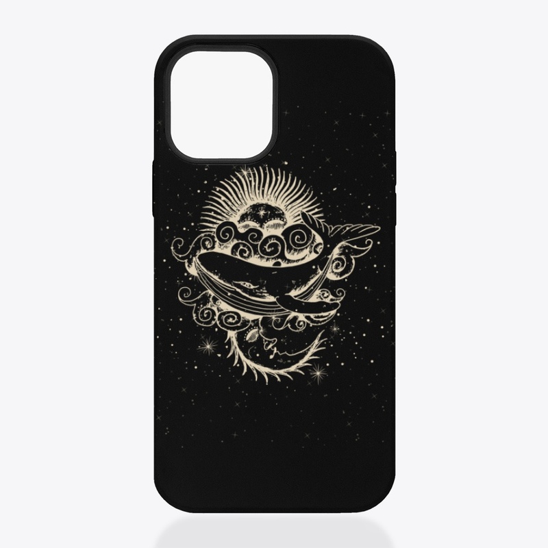 Abstract Cosmic Whale With Sun And Moon