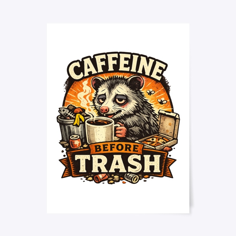 Caffeine Before Trash – Funny Opossum
