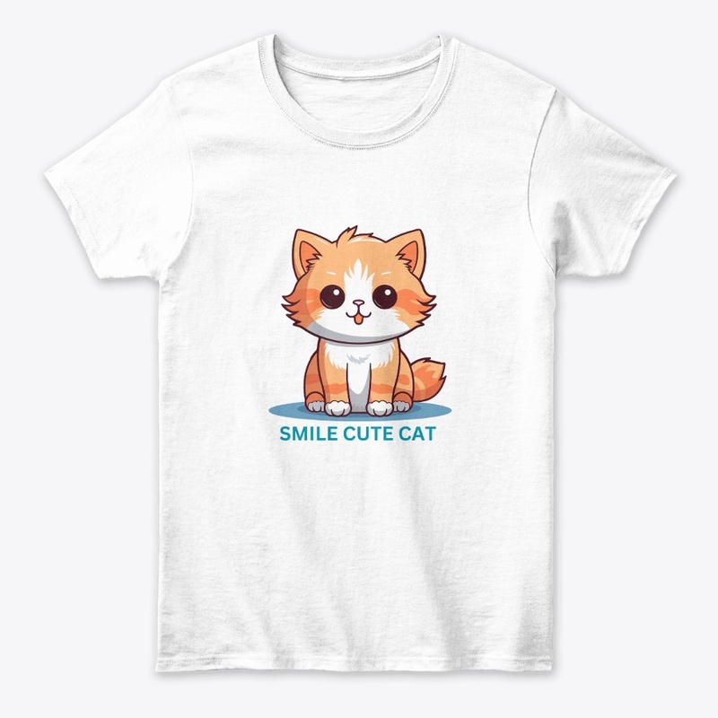 Smile Cute Cat Design T Shirt