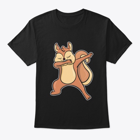 Squirrel Dabbing Dance Dancing Black T-Shirt Front