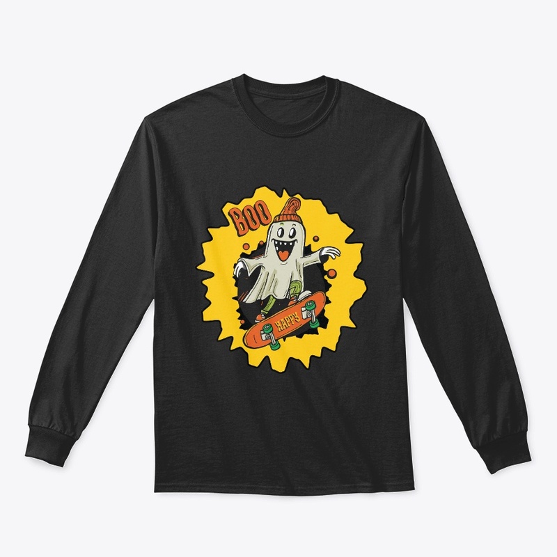 boo ghost on a skateboard vintage