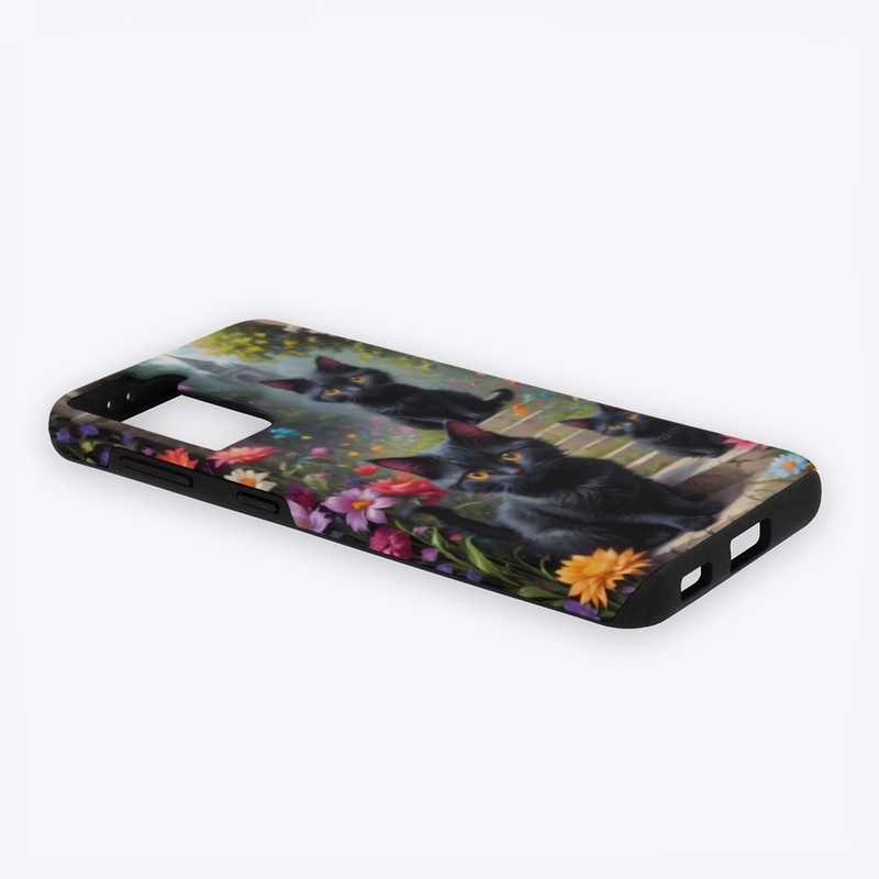 Cute Black Cats Flower Garden