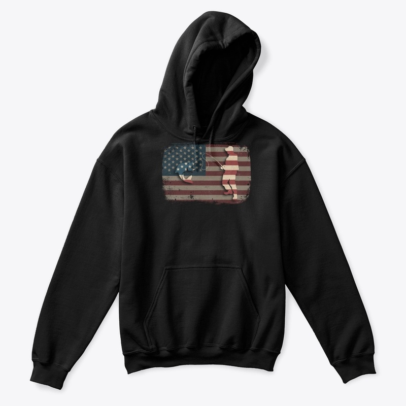 Vintage American Flag Fishing Gift