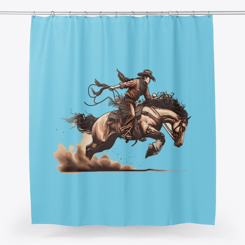 Cowboy on a wild horse 