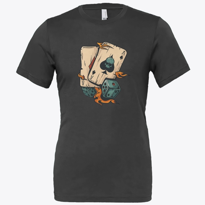 Flaming Ace & Dice Skull Design