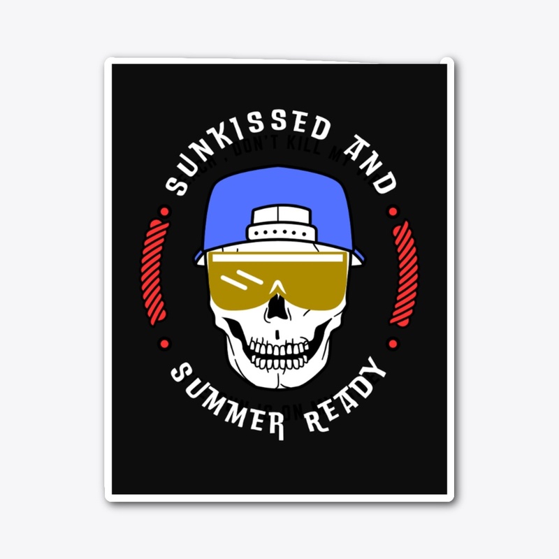 Sunkissed Skull: Black Apparel/Sticker.