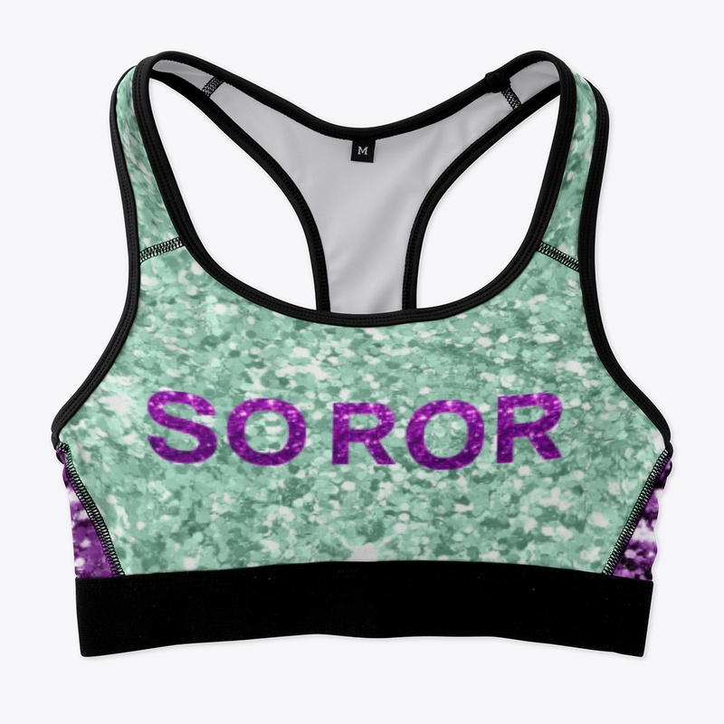 Sparkly Purple and Green Sports Bra