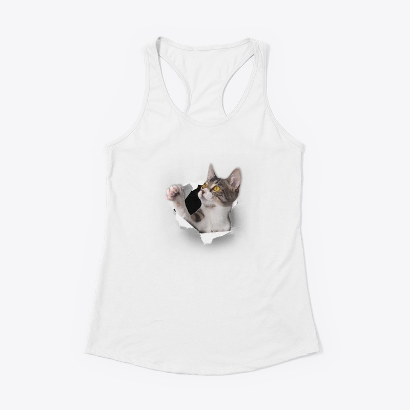 Cute cat poking through the shirt