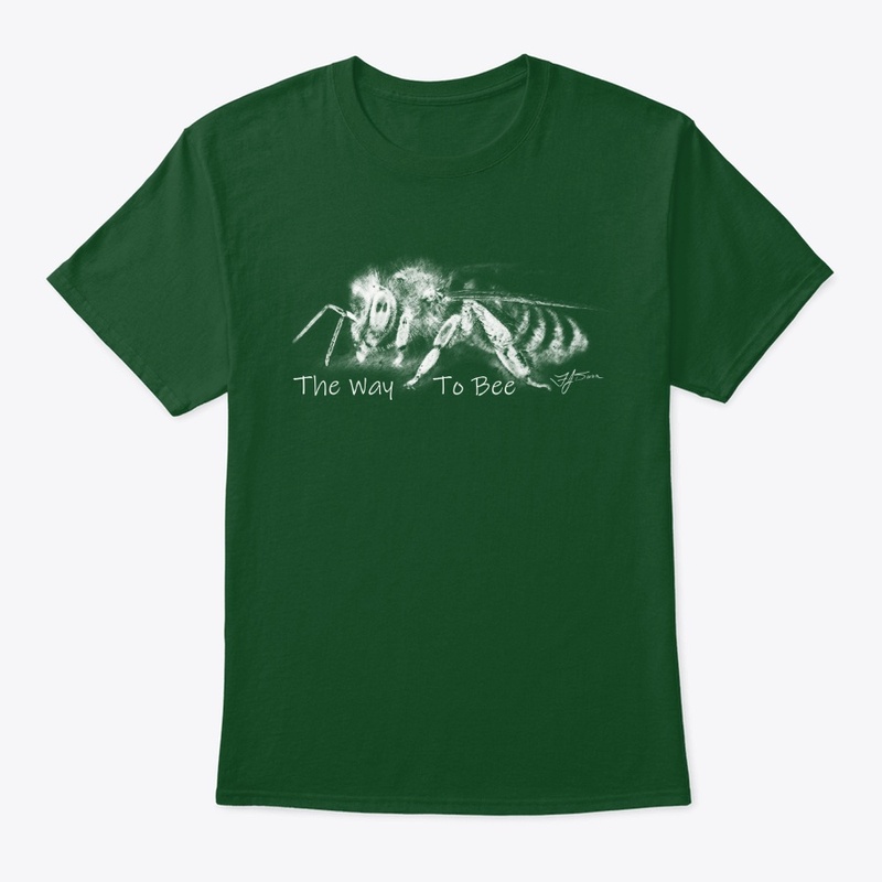 White Honey Bee on Colored Tee