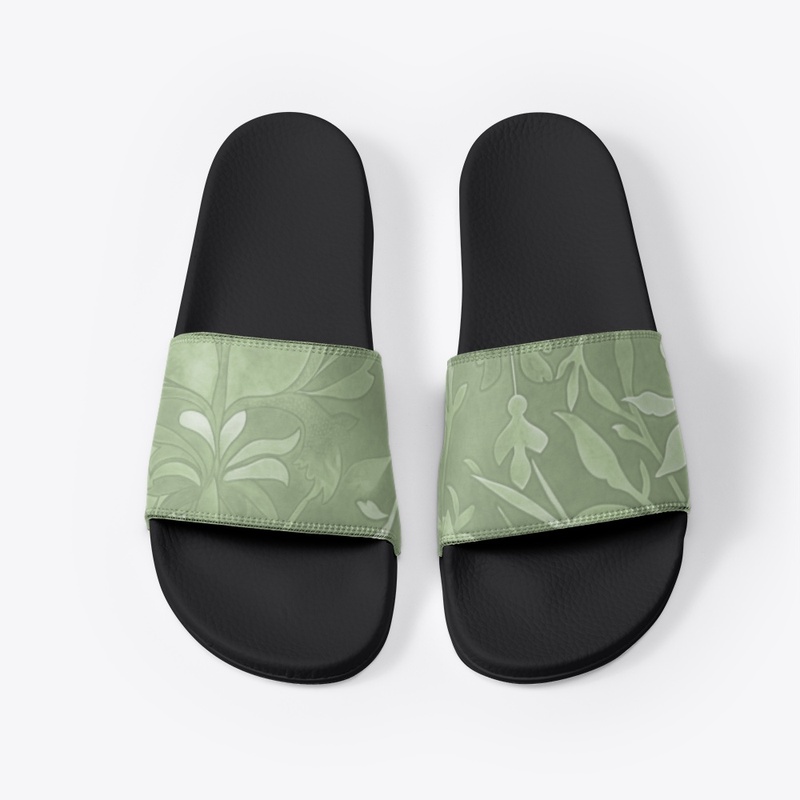 Sage Green Arts & Crafts Floral Pattern