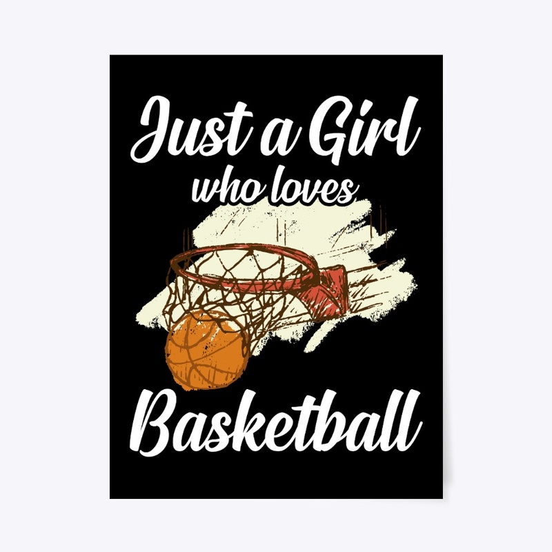 Girl Loves Basketball Hand Drawn Style