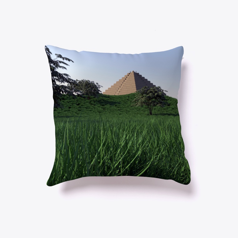 landscape of pyramid trees and grass
