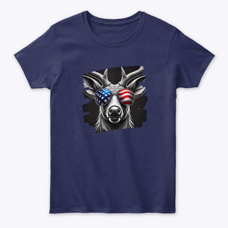 Deer Art with American Flag Sunglasses