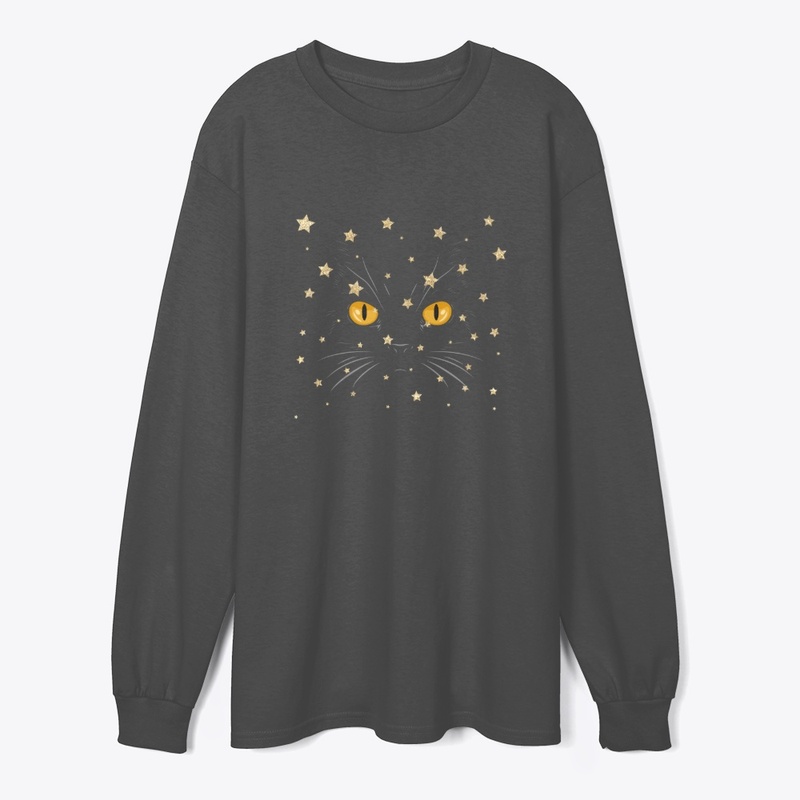cute cat face & stars or meow