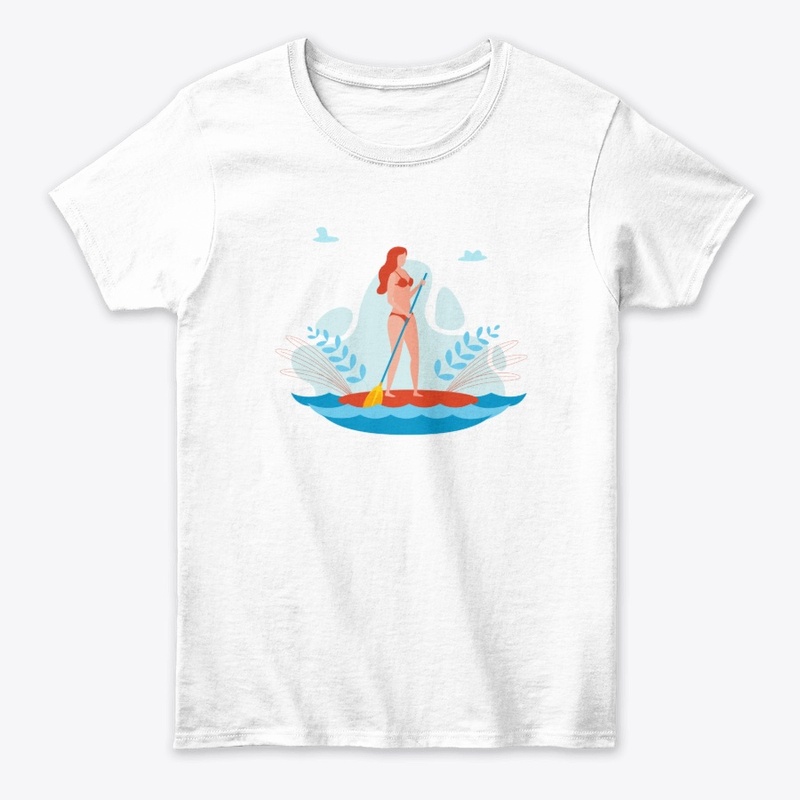 SUP paddle board woman illustration