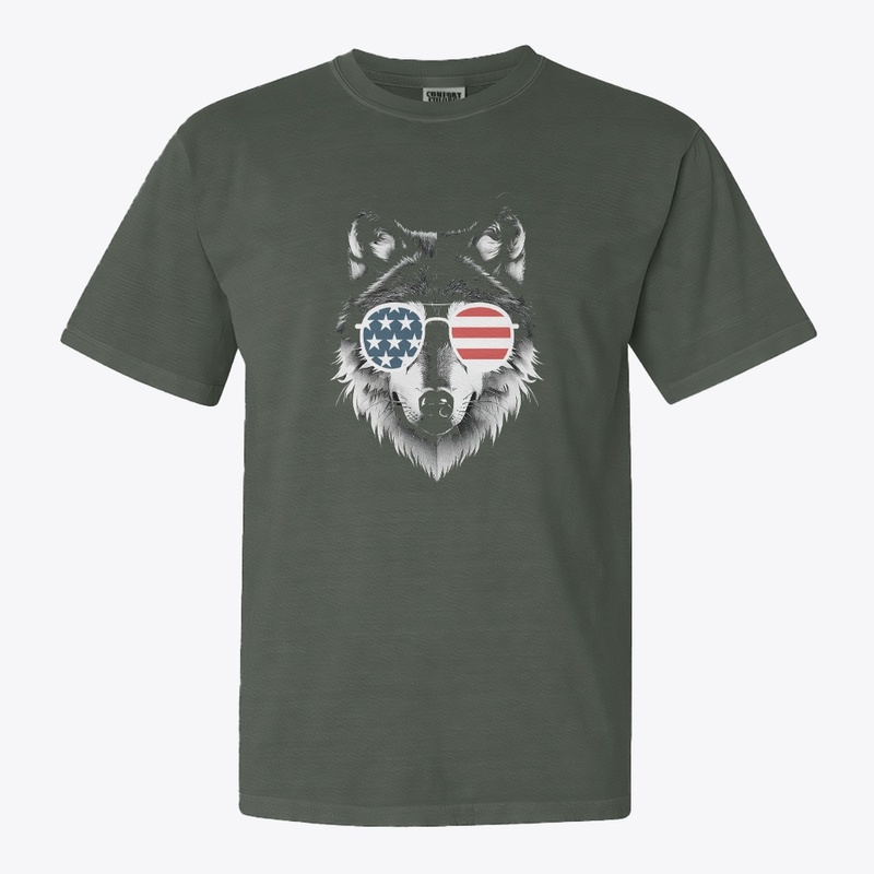 Wolf Art with American Flag Sunglasses