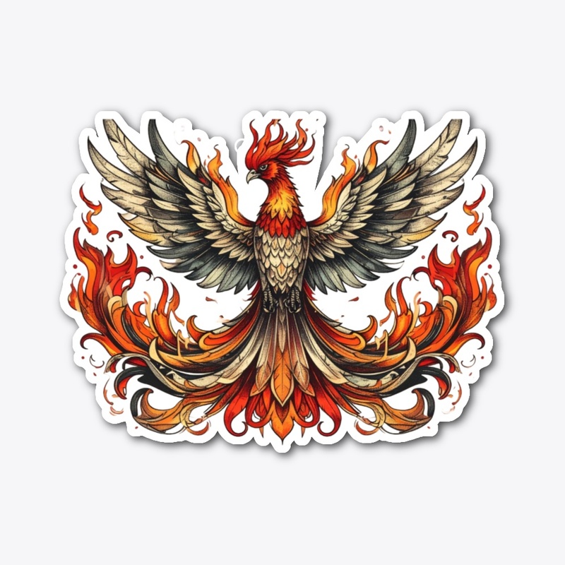 The image features a phoenix