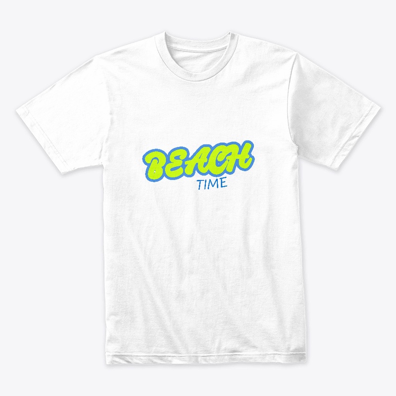 Beach Time fun Tee Green  Blue letters