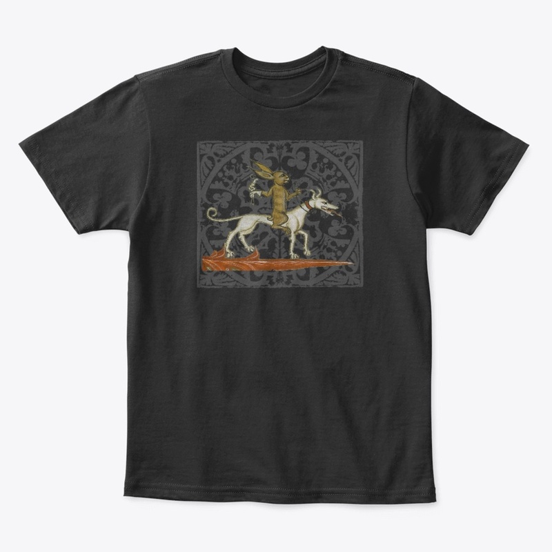 Medieval Rabbit rides a dog, marginalia
