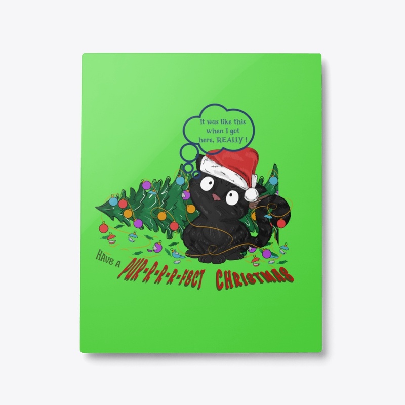 Cat with fallen Christmas tree