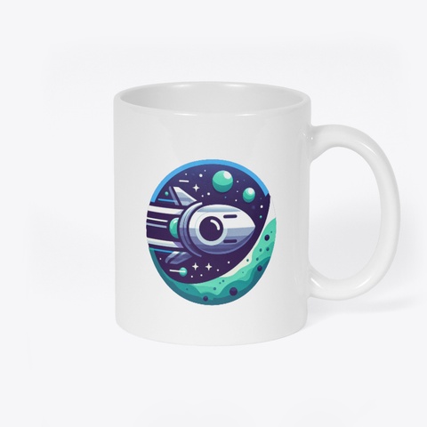 Sci Fi Cartoon Spacecraft Coffee Cup White Camiseta Back