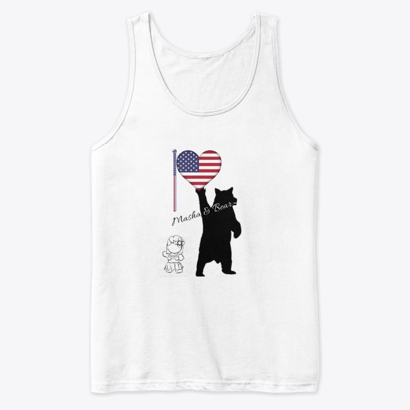 Masha & Bear 4th July American flag Tee