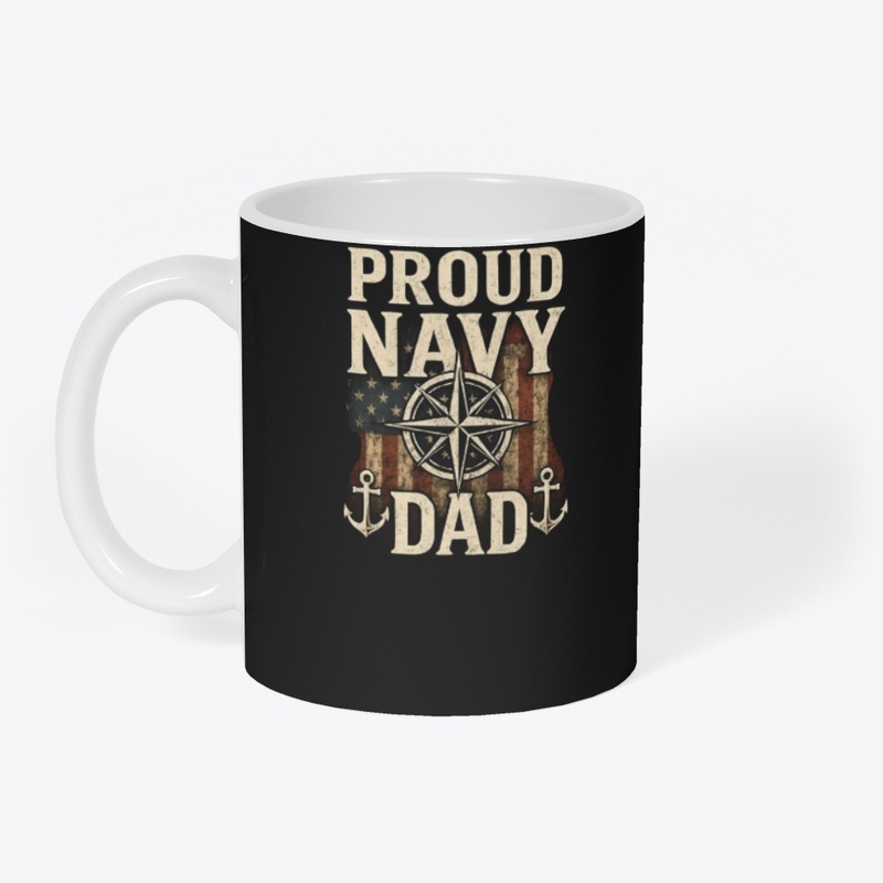 Proud Navy Dad Flag Anchor Compass