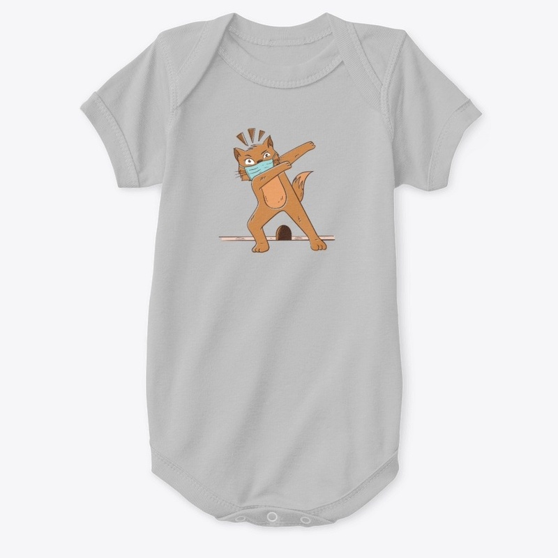 Pet cat in covid-19 mask funny cartoon