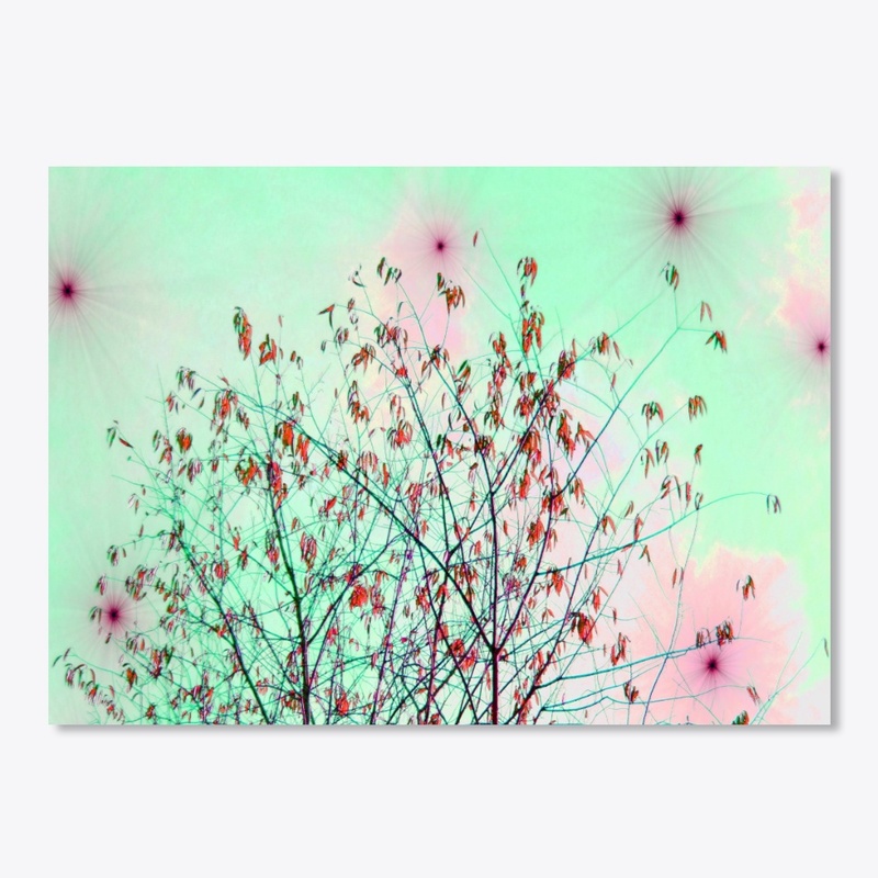 pastel green sky tree
