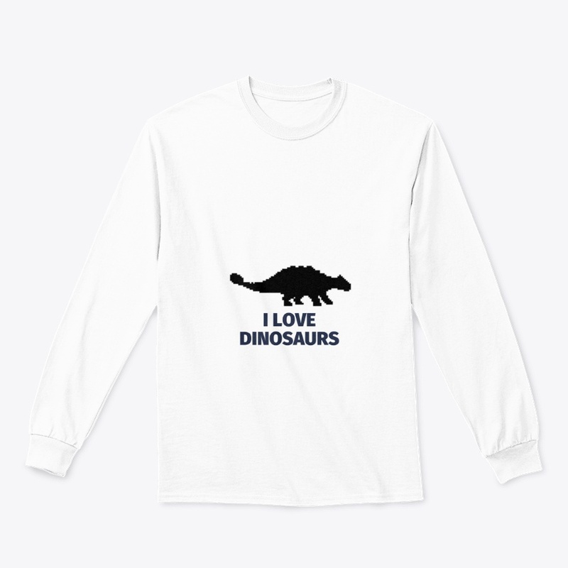 Pixel Art Dinosaur 9 White