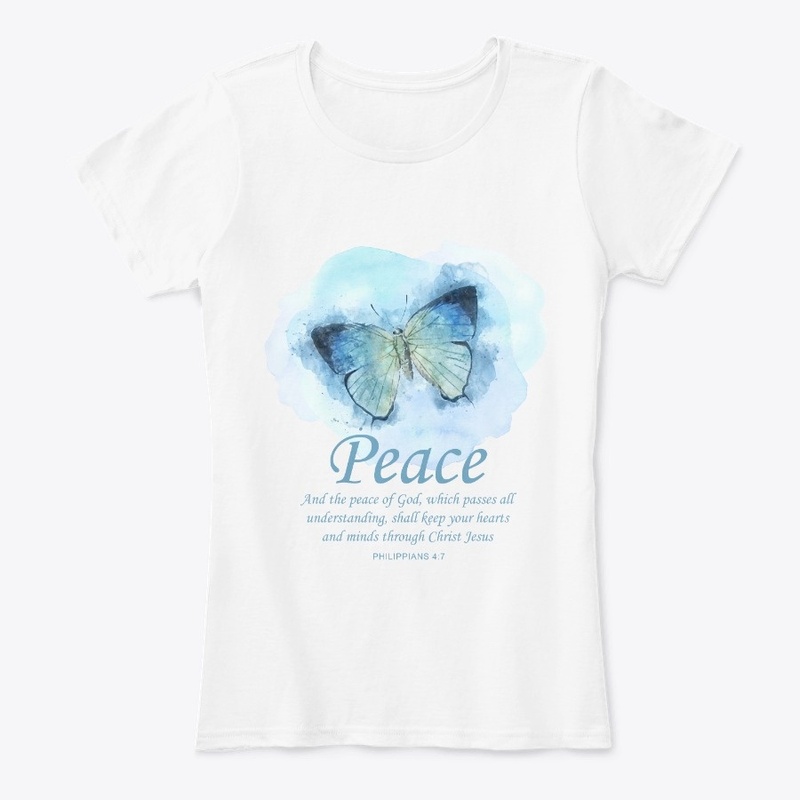 Womens Christian Butterfly Verse Peace