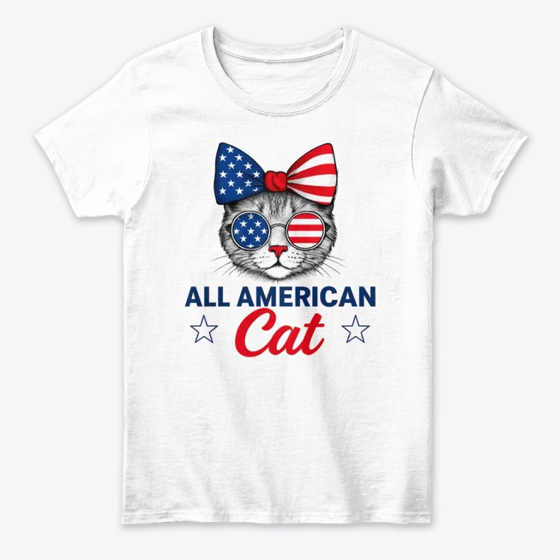 All American Cat T-Shirt Cat Lover Tee 
