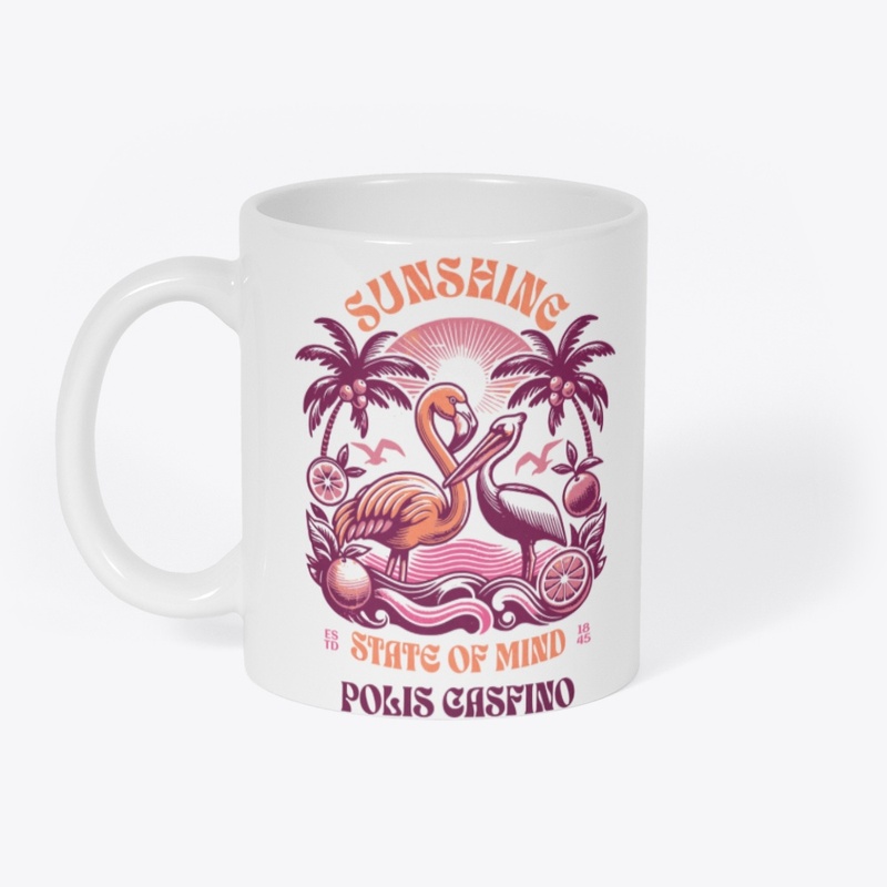 Vibrant Sunset Flamingo and Palm