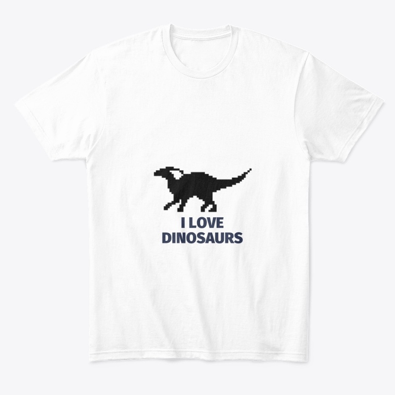 Pixel Art Dinosaur 8 White