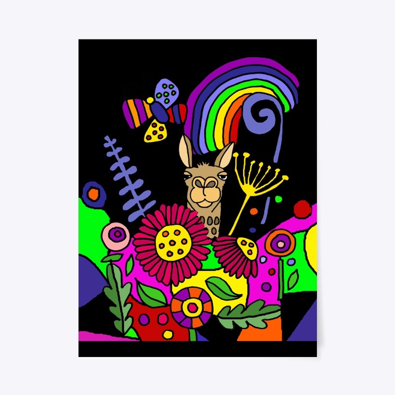 Funny Llama in the Garden Abstract