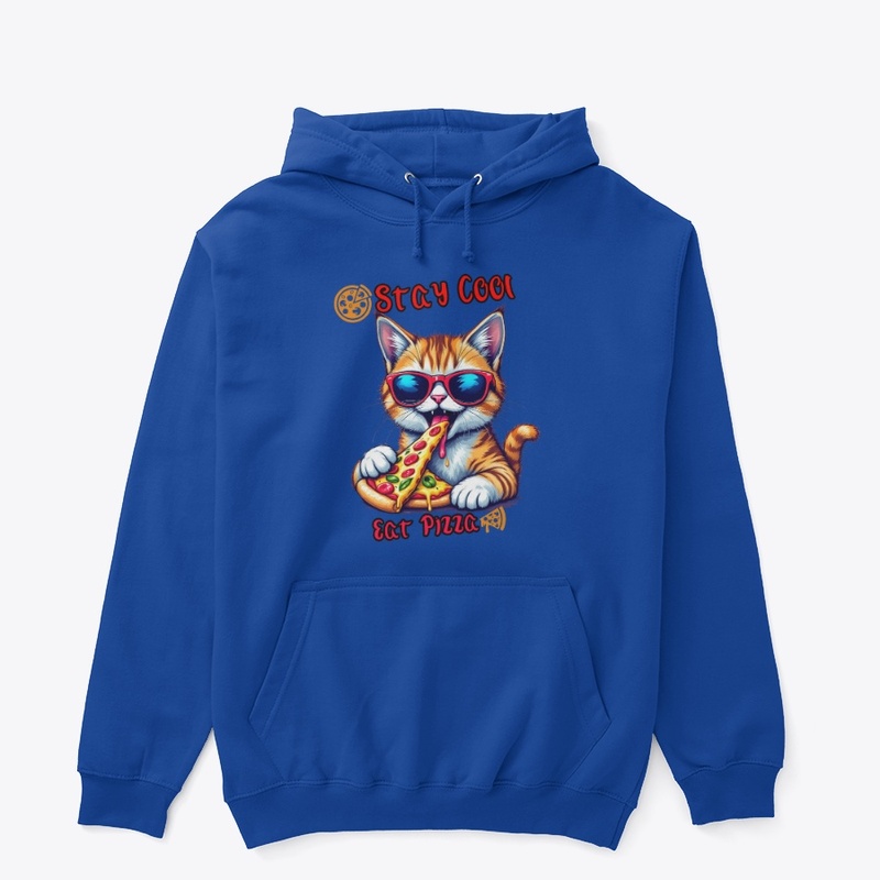 cool cat eat pizza 