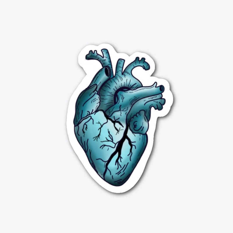 Hand Drawn Blue Heart: Sticker