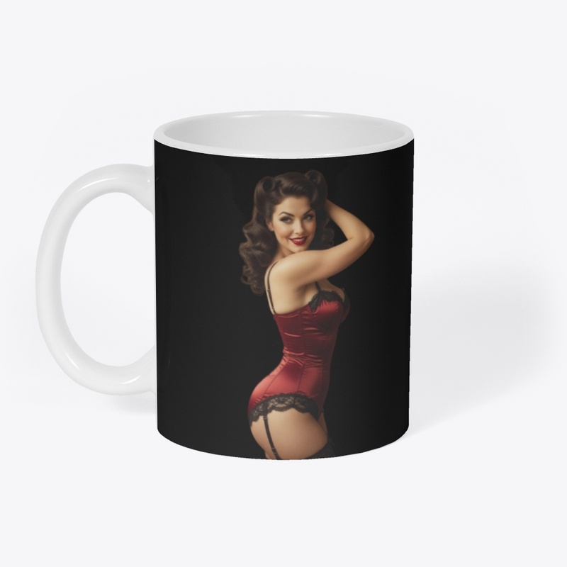 Vintage Red Corset PinUp Girl Rockabilly