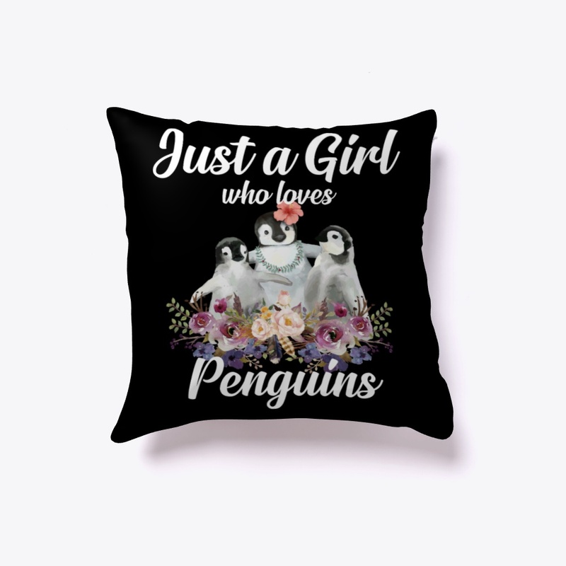 Girl Loves Penguins Watercolor Style